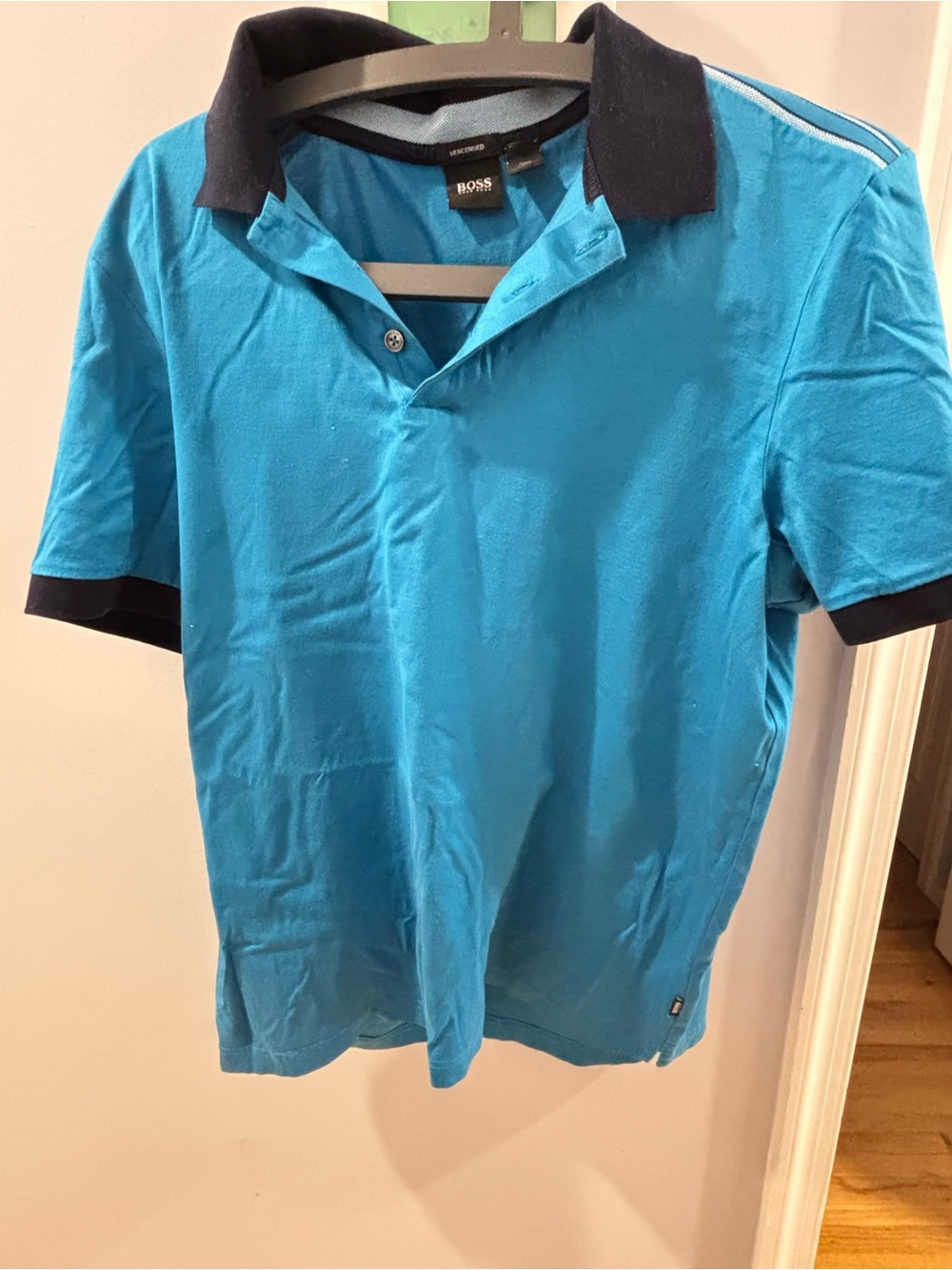 Hugo Boss Turquoise Polo with Black Contrast Collar